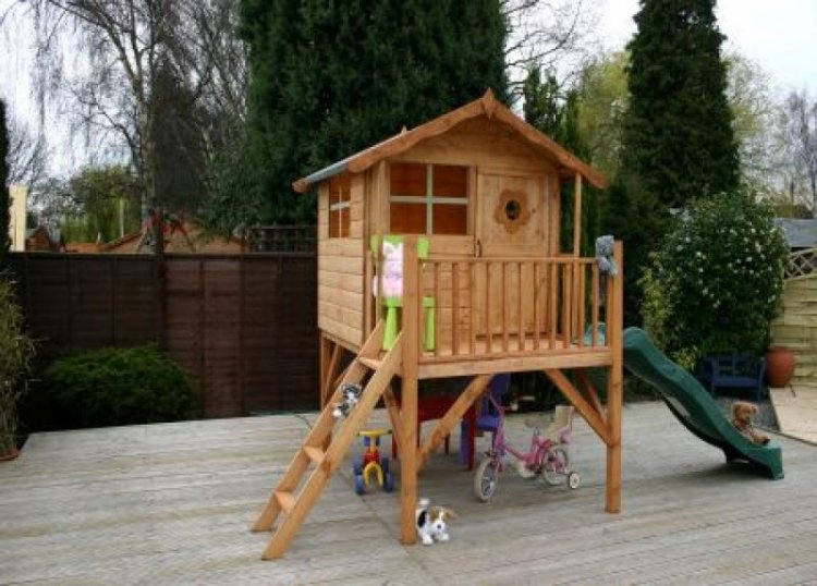 Tulip Tower playhouse with slide - UK Log Cabins - standard or custom ...