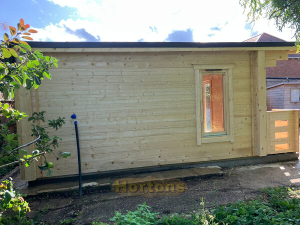 Modern style large 6m x 5m pent roof log cabin