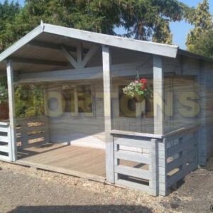 5m x 6.8m garden cabin with large veranda