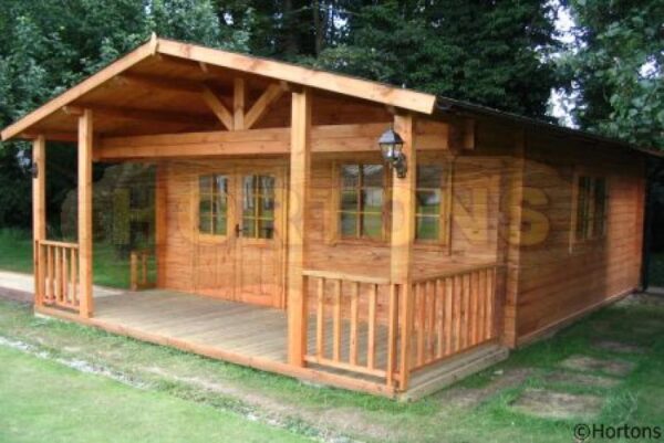 5m x 6.8m Log Cabin with veranda