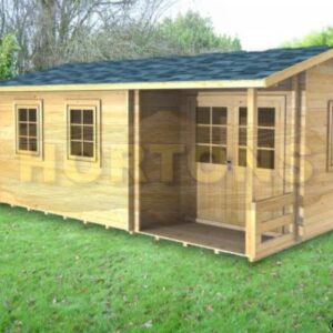 5.5m x 3.5m garden cabin with veranda