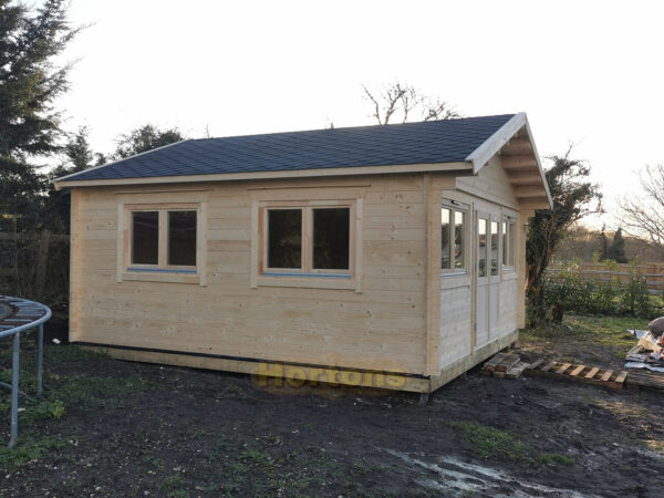 5.5m x 5.5m garden cabin, double glazed